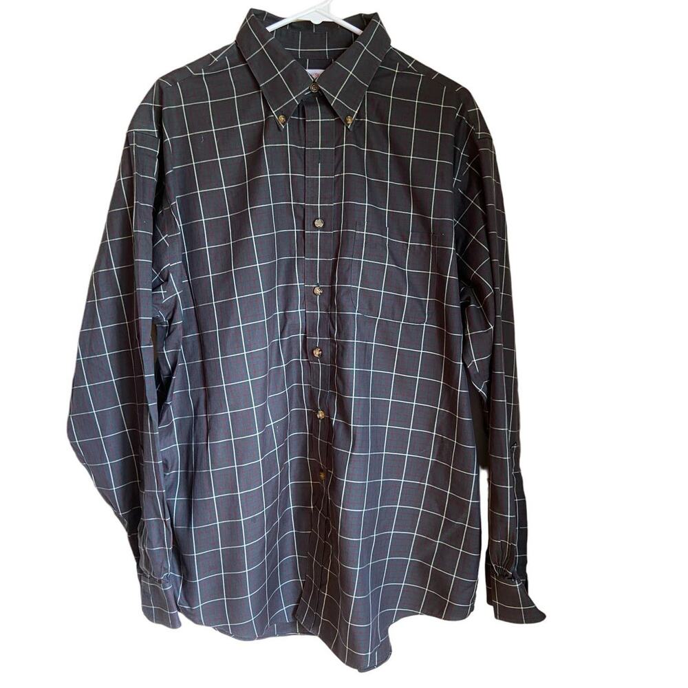 Preppy Professional Brooks Brothers Check Long Sleeve Button Down Shirt Size L